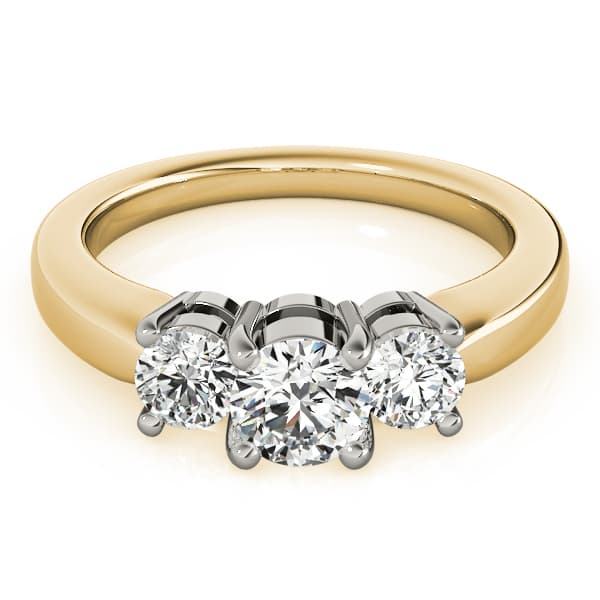 3-Stone Round Engagement Ring, style 81881, On hand view in yellow gold