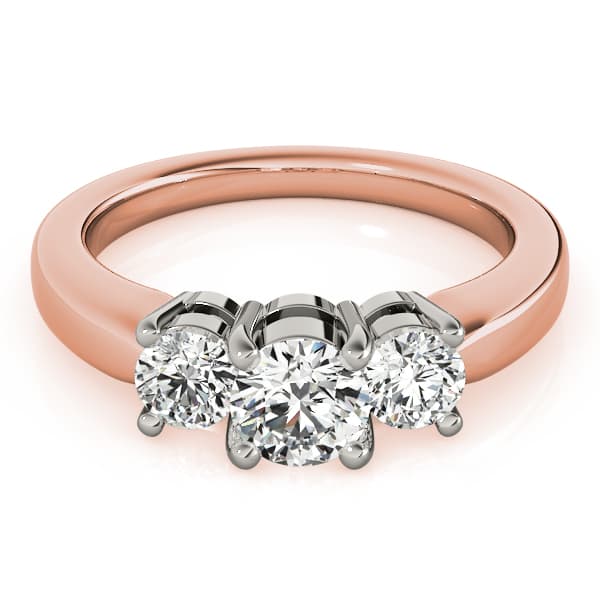 3-Stone Round Engagement Ring, style 81881, On hand view in rose gold