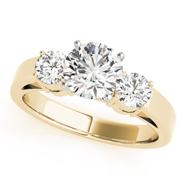 3-Stone Round Engagement Ring, style 81882, Front view in yellow gold