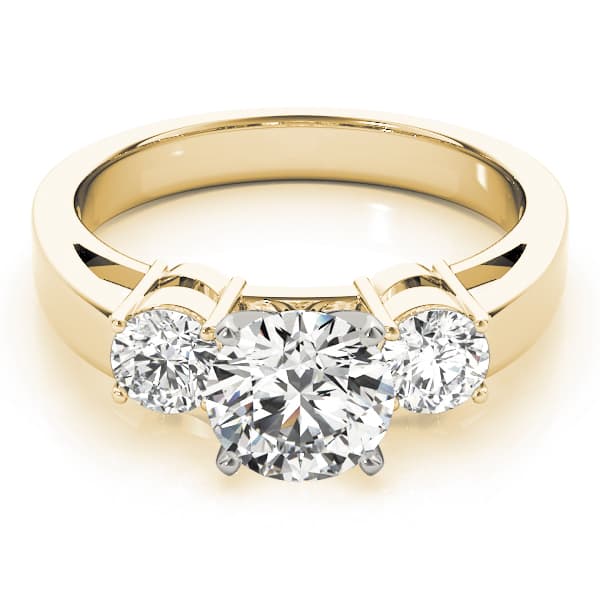3-Stone Round Engagement Ring, style 81882, On hand view in yellow gold