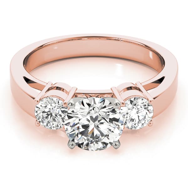 3-Stone Round Engagement Ring, style 81882, On hand view in rose gold