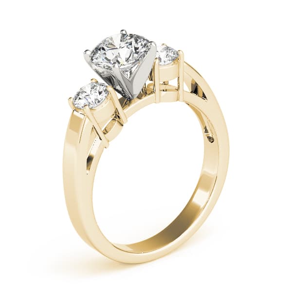 3-Stone Round Engagement Ring, style 81882, Top view in yellow gold