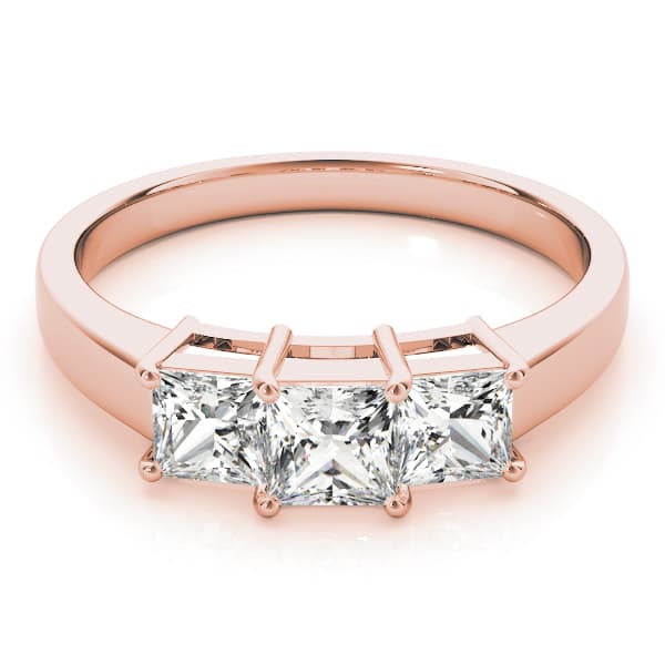 3-Stone Princess Cut Engagement Ring, style 81883, On hand view in rose gold