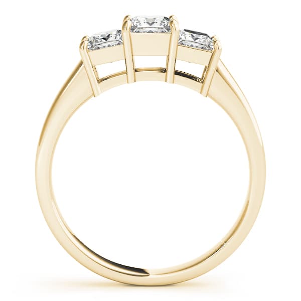 3-Stone Princess Cut Engagement Ring, style 81883, Side view in yellow gold