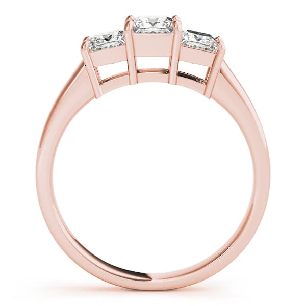 3-Stone Princess Cut Engagement Ring, style 81883, Side view in rose gold