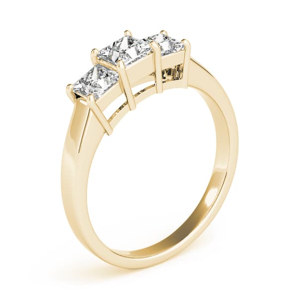 3-Stone Princess Cut Engagement Ring, style 81883, Top view in yellow gold