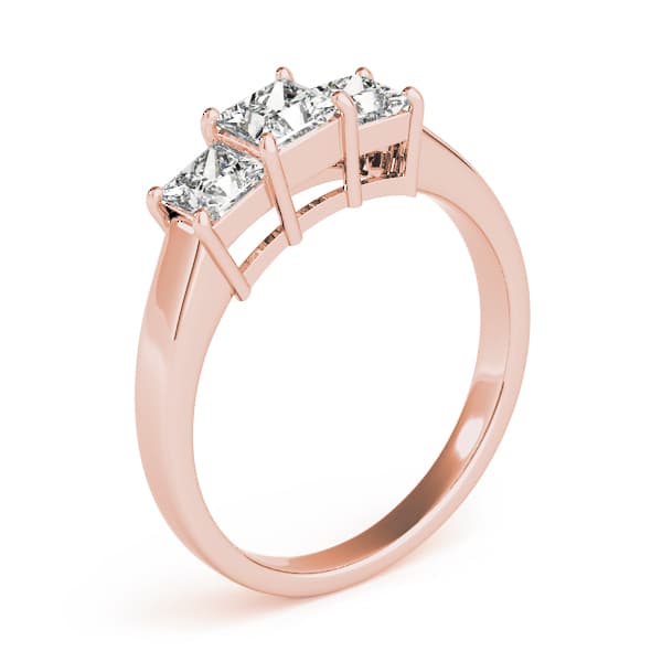 3-Stone Princess Cut Engagement Ring, style 81883, Top view in rose gold