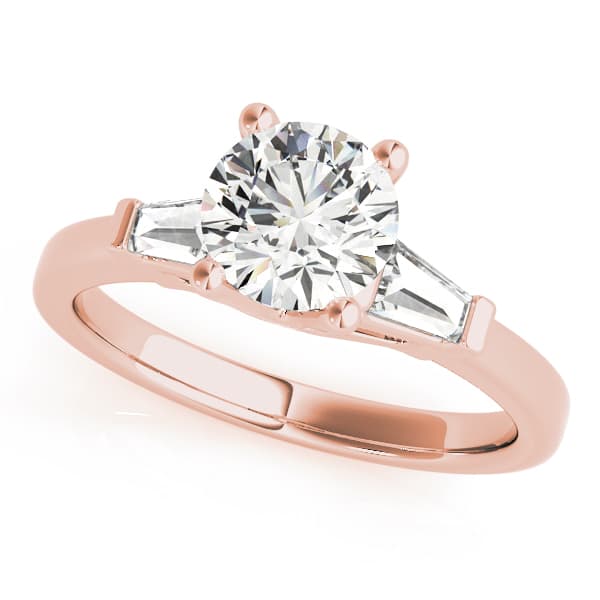 3-Stone Baguette Engagement Ring, style 81885, Front view in rose gold
