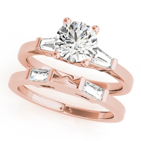 3-Stone Baguette Engagement Ring, style 81885, On hand view in rose gold