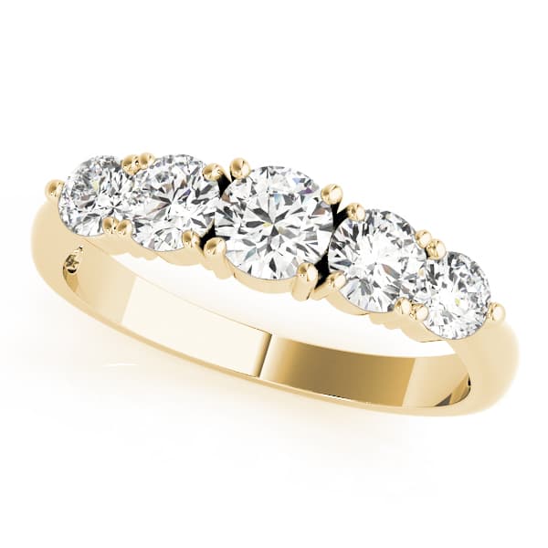 Classic 3-Stone Prong Set Wedding Ring (1.3 ct. tw.), Front view in yellow gold