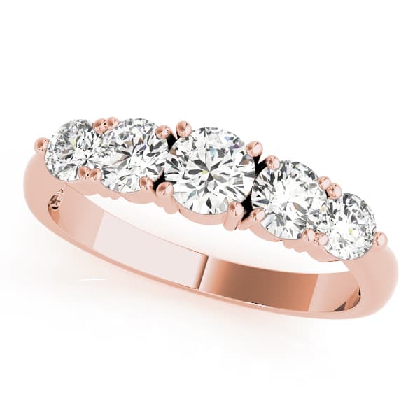 Classic 3-Stone Prong Set Wedding Ring (1.3 ct. tw.), Front view in rose gold