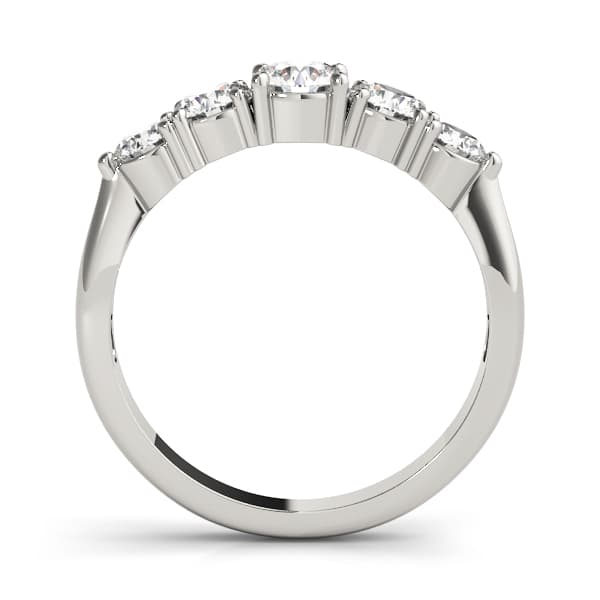 Classic 3-Stone Prong Set Wedding Ring (1.3 ct. tw.), Side view in white gold or platinum
