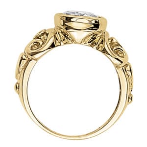 Oval Filigree Color Rings (0.05 ct. tw.), Side view in white gold or platinum