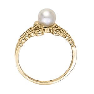 Pearl Gemstone Ring, Side view in white gold or platinum