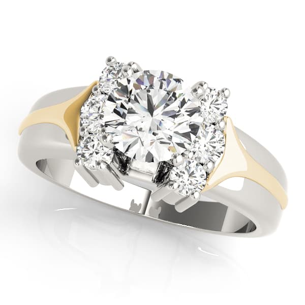 Cluster Sides Engagement Ring, style 81930, Front view in yellow gold