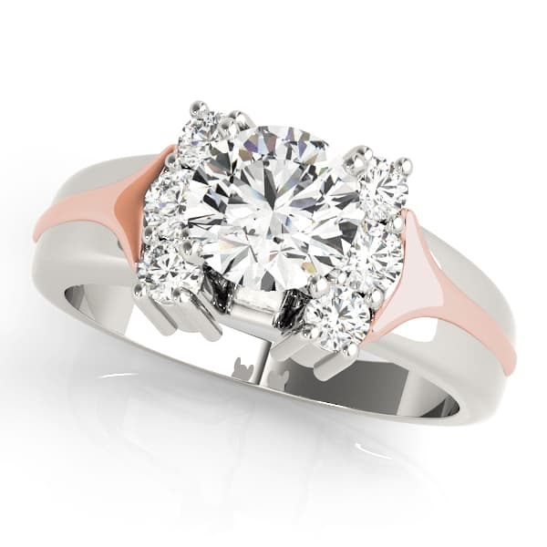 Cluster Sides Engagement Ring, style 81930, Front view in rose gold