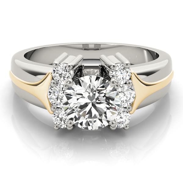 Cluster Sides Engagement Ring, style 81930, On hand view in yellow gold