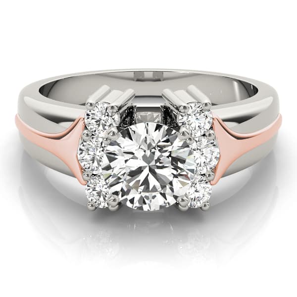 Cluster Sides Engagement Ring, style 81930, On hand view in rose gold