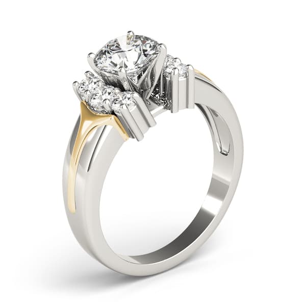 Cluster Sides Engagement Ring, style 81930, Top view in yellow gold