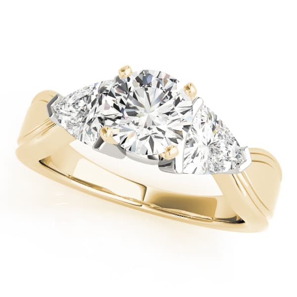 3 Stone Trillion Engagement Ring, style 81933, Front view in yellow gold