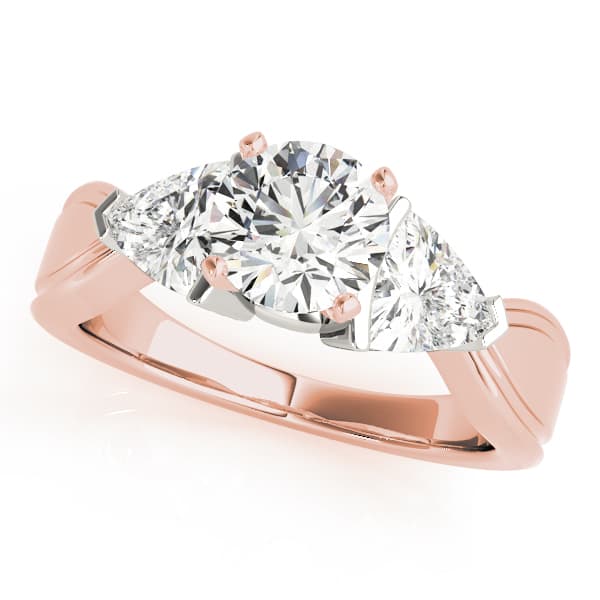 3 Stone Trillion Engagement Ring, style 81933, Front view in rose gold