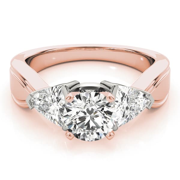 3 Stone Trillion Engagement Ring, style 81933, On hand view in rose gold