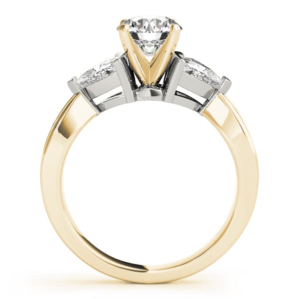 3 Stone Trillion Engagement Ring, style 81933, Side view in yellow gold