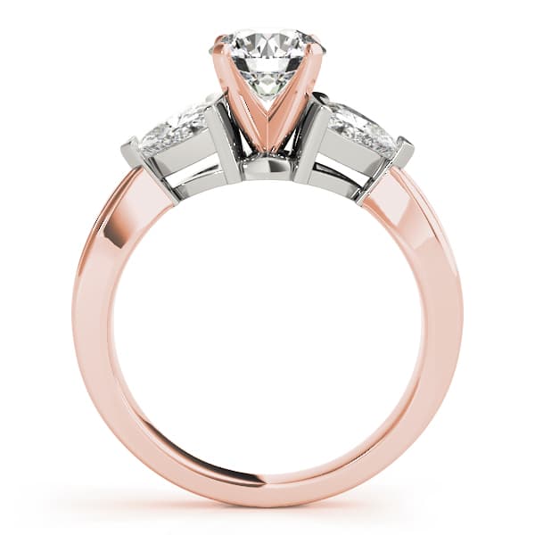 3 Stone Trillion Engagement Ring, style 81933, Side view in rose gold