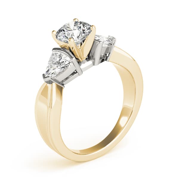 3 Stone Trillion Engagement Ring, style 81933, Top view in yellow gold