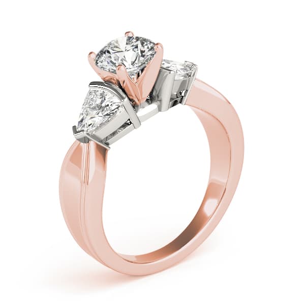 3 Stone Trillion Engagement Ring, style 81933, Top view in rose gold