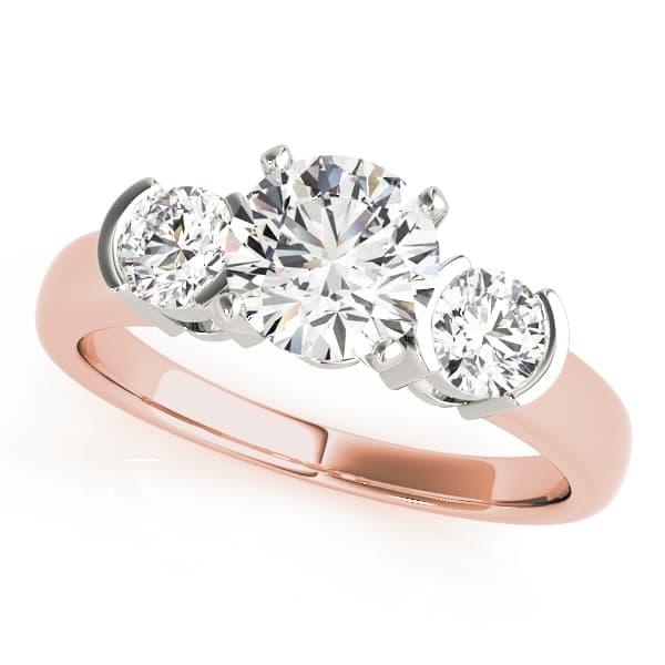 3-Stone Half Bezel Engagement Ring, style 81934, Front view in rose gold