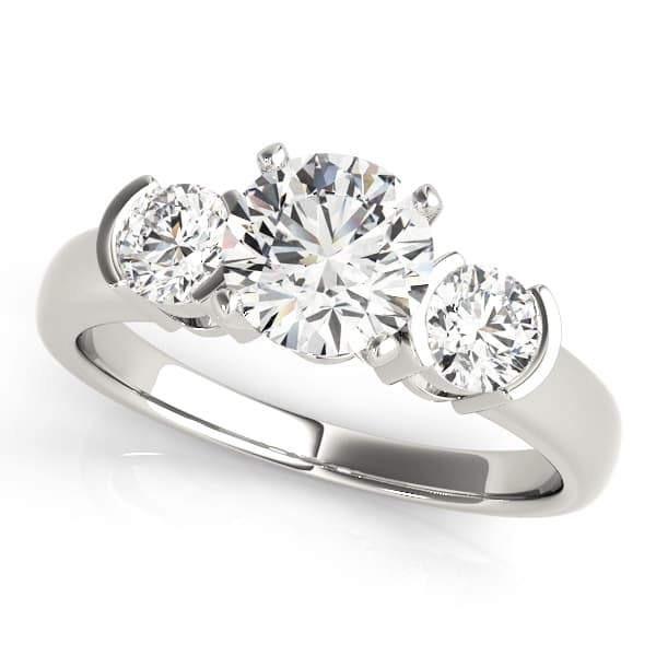 3-Stone Half Bezel Engagement Ring — style 81934 in 10k White Gold