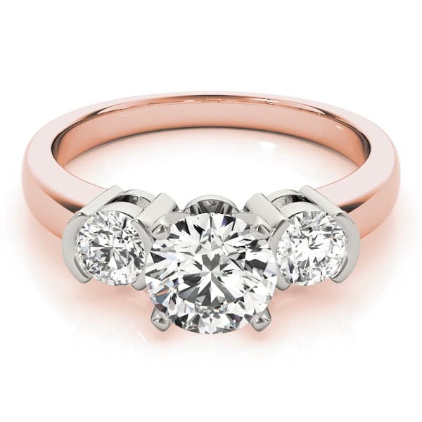 3-Stone Half Bezel Engagement Ring, style 81934, On hand view in rose gold