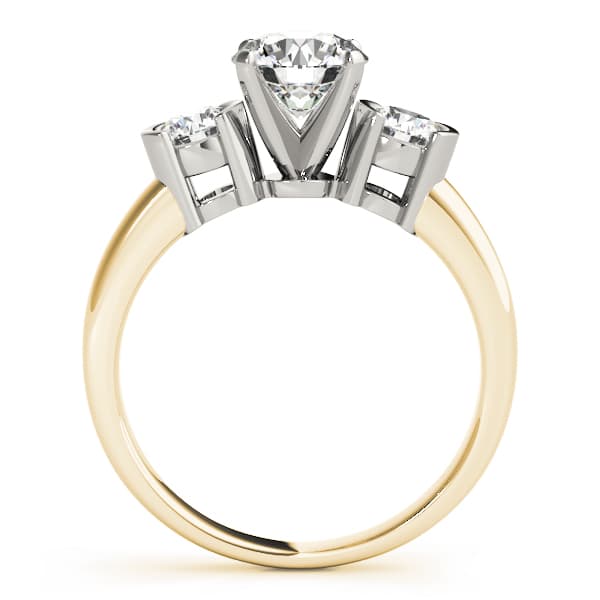 3-Stone Half Bezel Engagement Ring, style 81934, Side view in yellow gold