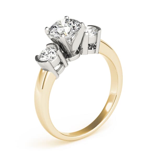 3-Stone Half Bezel Engagement Ring, style 81934, Top view in yellow gold