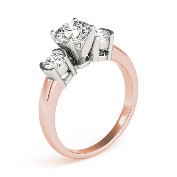 3-Stone Half Bezel Engagement Ring, style 81934, Top view in rose gold
