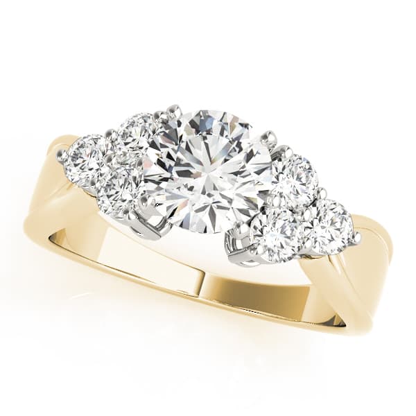 Cluster Side Round Engagement Ring, style 81935, Front view in yellow gold