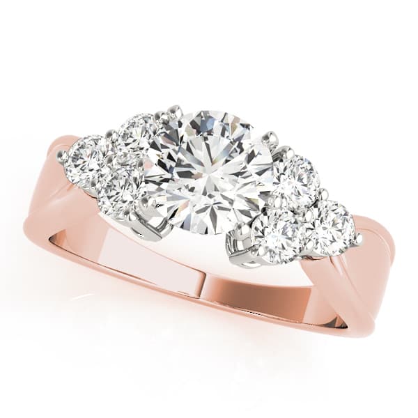 Cluster Side Round Engagement Ring, style 81935, Front view in rose gold