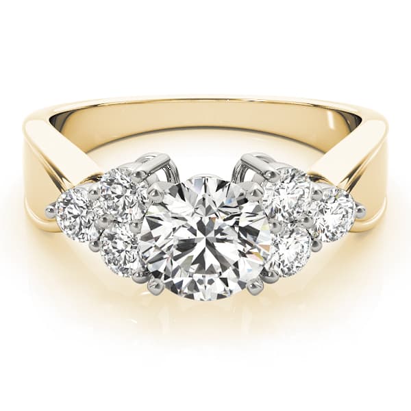 Cluster Side Round Engagement Ring, style 81935, On hand view in yellow gold