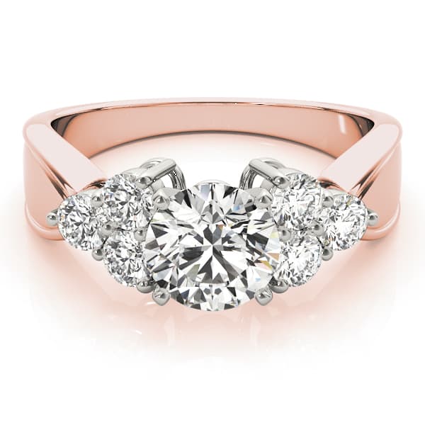 Cluster Side Round Engagement Ring, style 81935, On hand view in rose gold