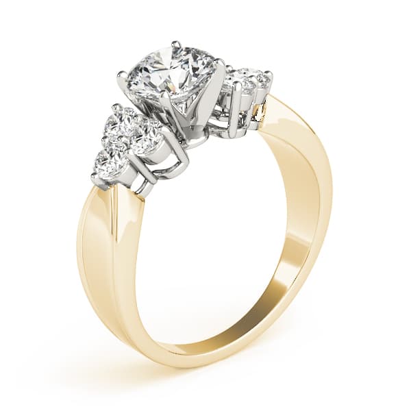 Cluster Side Round Engagement Ring, style 81935, Top view in yellow gold