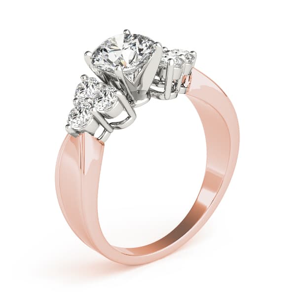 Cluster Side Round Engagement Ring, style 81935, Top view in rose gold
