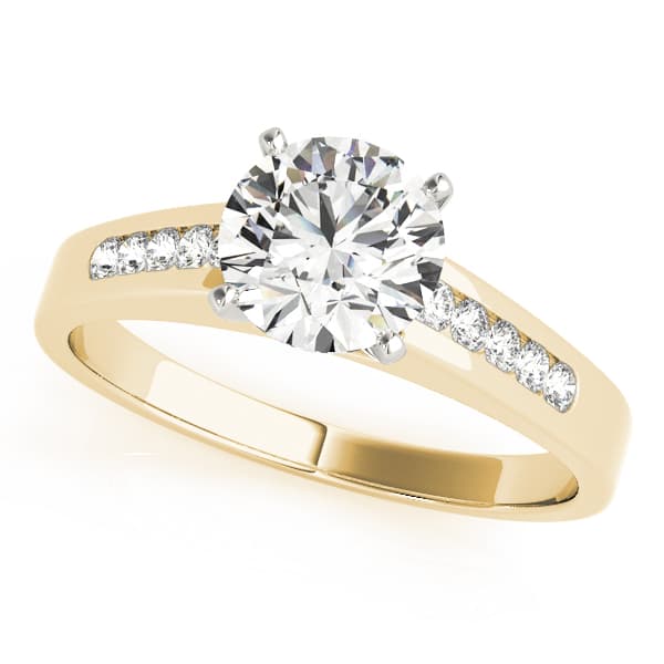 Single Row Channel Set Solitaire Engagement Ring, style 81937, Front view in yellow gold