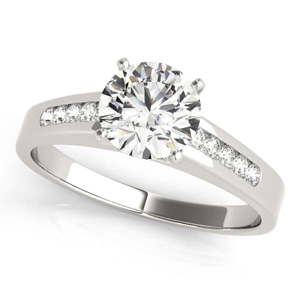 Single Row Channel Set Solitaire Engagement Ring — style 81937 in 10k White Gold