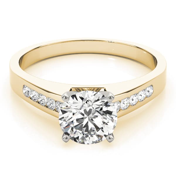 Single Row Channel Set Solitaire Engagement Ring, style 81937, On hand view in yellow gold