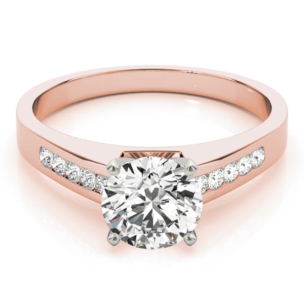 Single Row Channel Set Solitaire Engagement Ring, style 81937, On hand view in rose gold