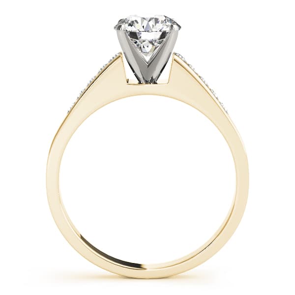Single Row Channel Set Solitaire Engagement Ring, style 81937, Side view in yellow gold