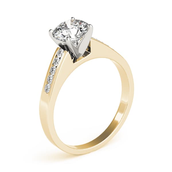 Single Row Channel Set Solitaire Engagement Ring, style 81937, Top view in yellow gold