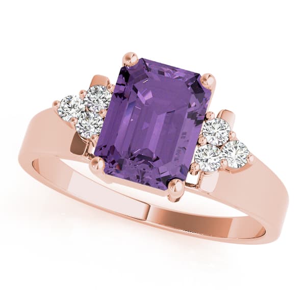 Emerald Gemstone Ring (1/8 ct. tw.), Front view in rose gold