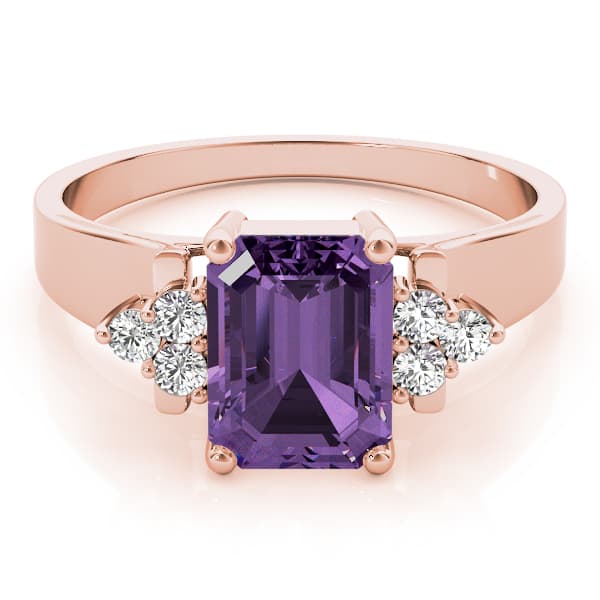Emerald Gemstone Ring (1/8 ct. tw.), On hand view in rose gold